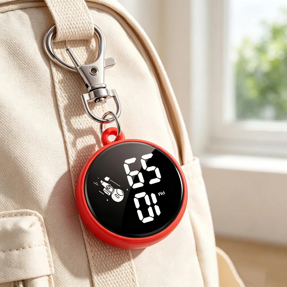 Children's Portable Digital Exam Pocket Watch, Keychain Design
