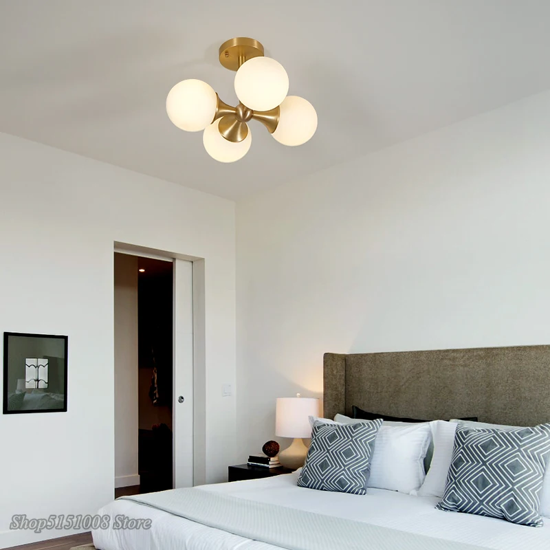 Modern LED Ceiling Lights Nordic Creative Glass Ball Led ceiling lamps  living room Kitchen  Magic bean bedroom garnish fixtures