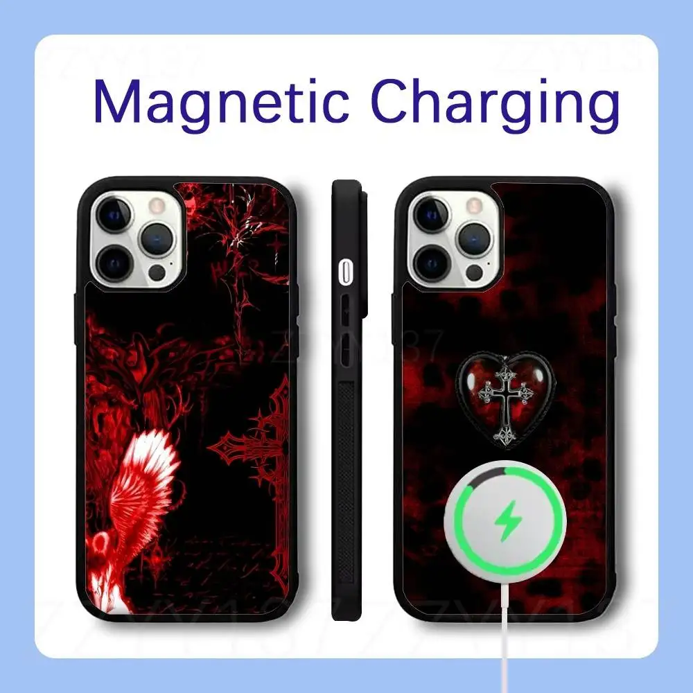 

Ins Retro Red Cross Art Phone Case For iPhone 17,16,15,14,13,12,11,Pro,Max,Plus,Air,Mini,SE Magsafe Magnetic Wireless Charging