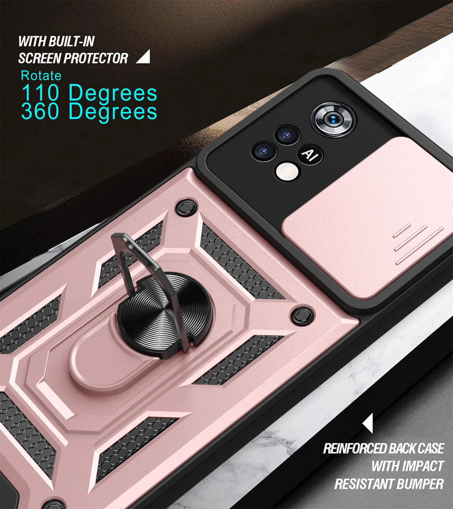 Para funda de teléfono Poco X4 Pro 5G funda con soporte para teléfono Poco X4 Pro 5G lente de cámara protege a prueba de golpes armadura de parachoques funda trasera