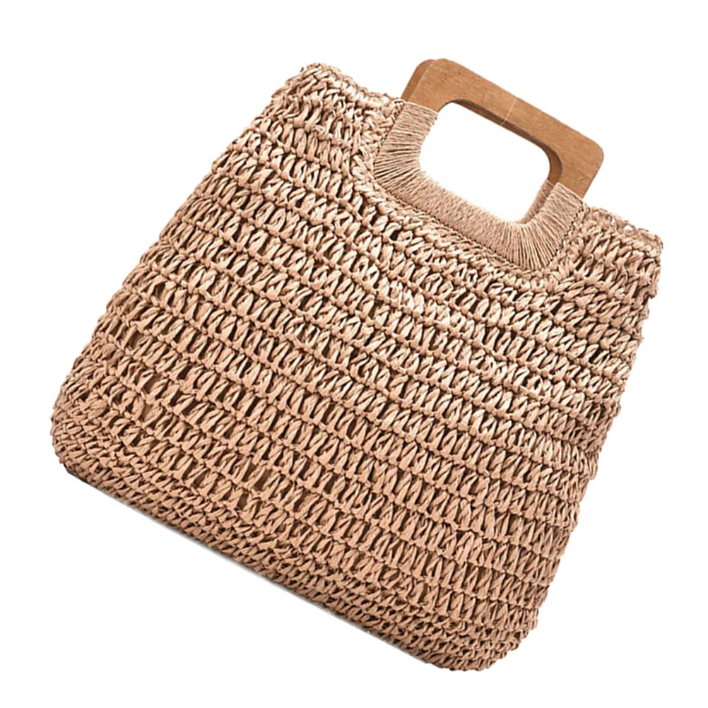 

1Pcs Beach Weave Bag Large Capacity Lightweight Handmade Tote for Women Summer Outdoor Shopping Travel Storage Pouch