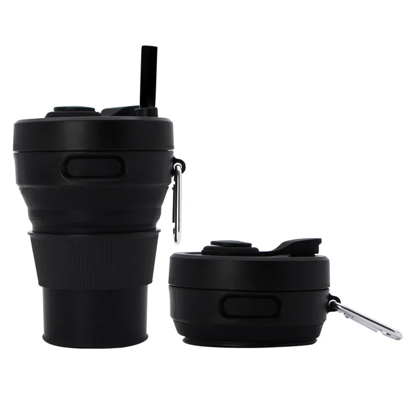 450ml Reusable Silicone Folding Cup Portable Telescopic Coffee Cups Outdoor Camping Travel Hiking Collapsible Cup Drinkware