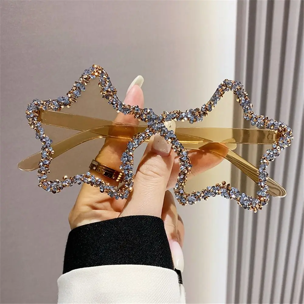Retro Pentagon Star Shaped Sunglasses UV400 Protection Colorful Shades Rhinestone Pentagon Sun Glasses Unisex Bling Shades