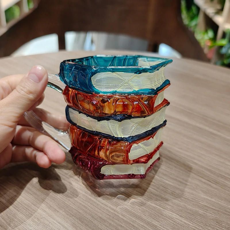 Gemaltes Buch, Kaffeetasse, Buchliebhaber-Tasse mit bezaubernden Buchmotiven, buchförmige Teetasse, Geschenke für die Dekoration zu Hause und im Büro