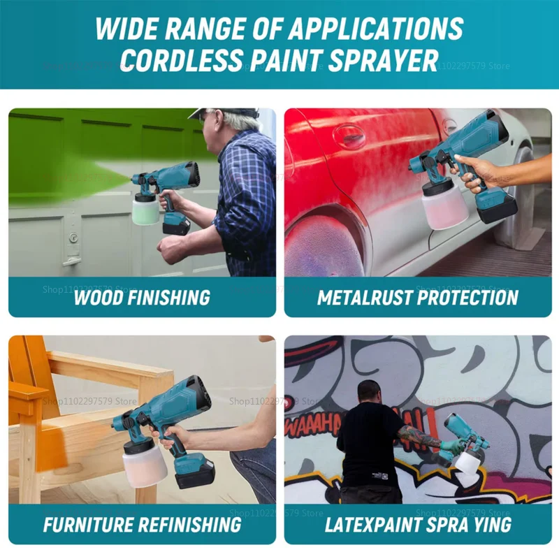 600 мл беспроводной электрический распылитель краски высокой мощности авто мебель стальное покрытие Аэрограф для домашних внутренних стен DIY инструмент для распыления