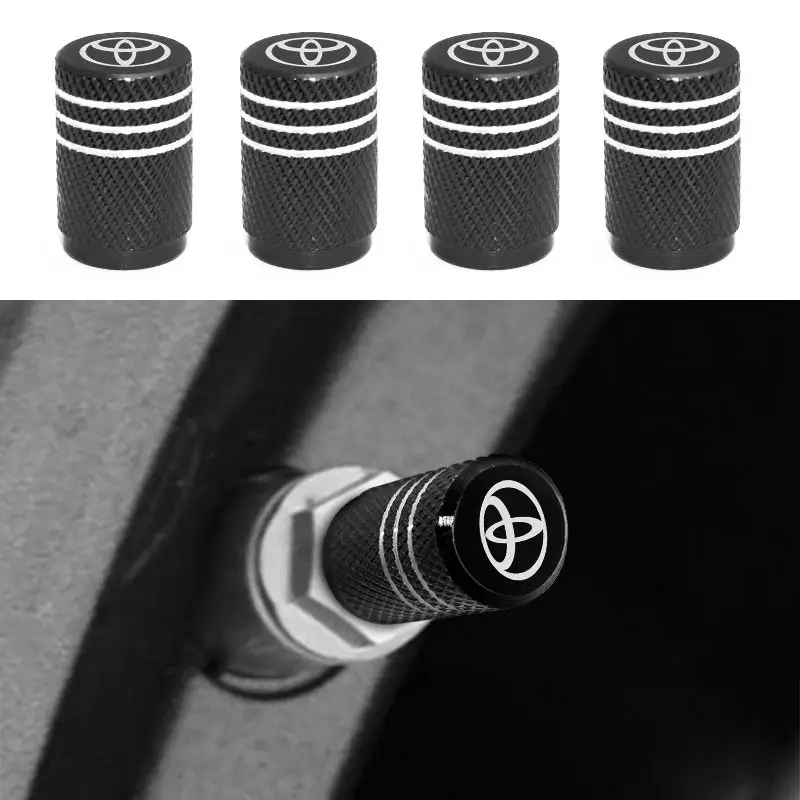 4pcs Car Wheel Tire Valve Caps Laser Wheel Tire Stem Valve Caps Covers For Toyota Corolla Rav4 Auris CHR avensis accessories