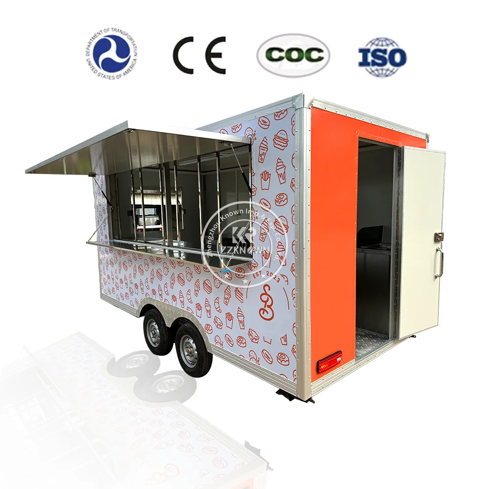 Street Snack Truck ร้านอาหารเคลื่อนที่อุปกรณ์ที่กําหนดเองตัวอย่างอาหารจานด่วนพร้อมห้องครัวกาแฟ Kisok Concession Food Truck