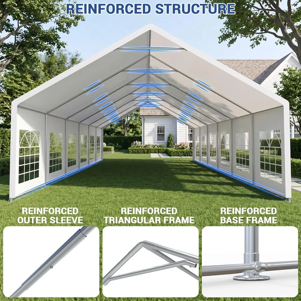 20x40ft Party Tent Heavy Duty with Removable Sidewalls White, Custom