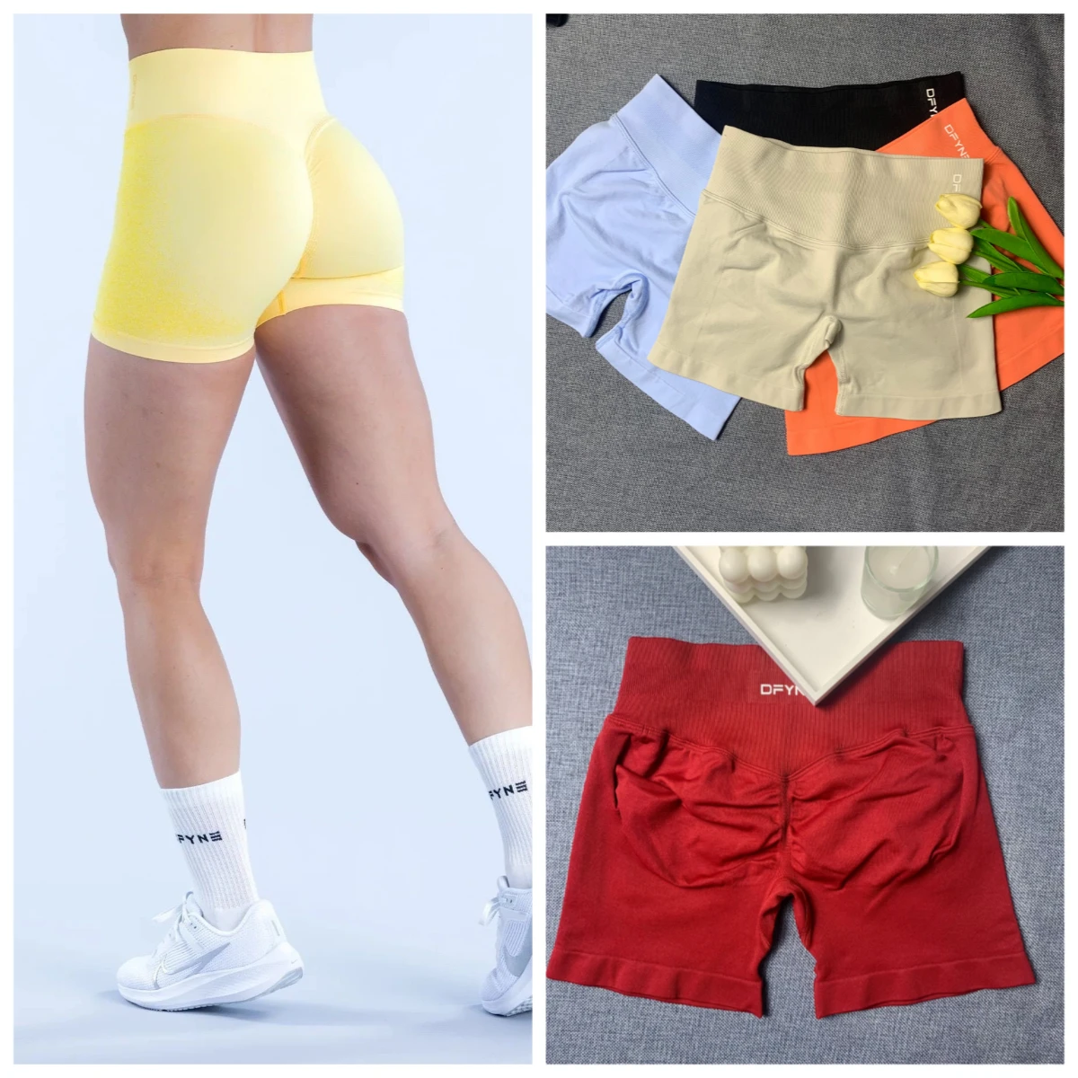 

Dynamic Impact Shorts With Logo Women Scrunch Bum Gym Low Waist Seamless Yoga Shorts Workout Biker Short Stretch Fitness Short