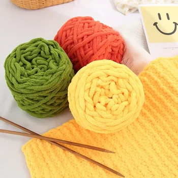 100g/ball Chenille Knitting Yarn Soft Ice Strip Line Cotton Yarn DIY Wool Yarn for Hand…