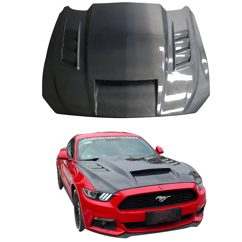 

High Quality TF Carbon Fiber Style Auto Engine Bonnet Hood for Mustang Perfect Fitment 2015-23