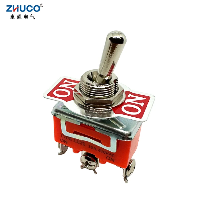 1PC 1121S ON ON Latching SPDT 15A 250VAC 3 Terminal Screw Pins Self-locking Power Rocker Toggle Switch 12mm Mounting Hole
