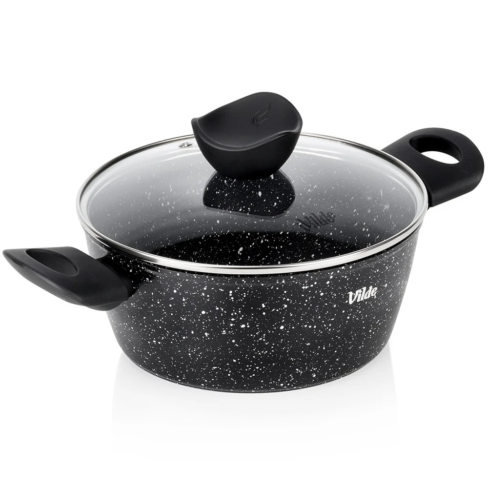 Granieten pot met glazen deksel GRANITICA 20 cm, 2,2 L