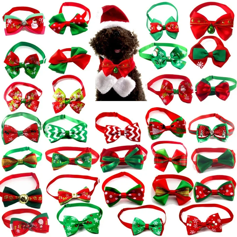 Cat Bow Tie Pet Supplies Christmas Bow Tie Cat Snow Pattern Pet Adjustable Neck Strap Dog Scarf Dog Accessories