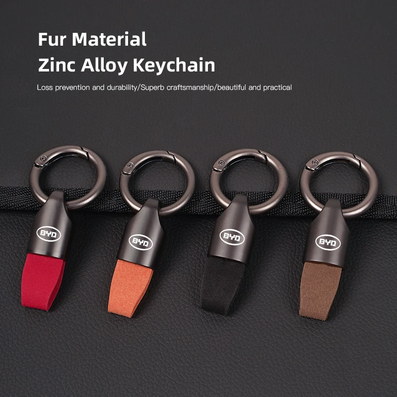 Car Logo Keychain Suede Key Chain Metal Keyring Decoration For BYD Atto 3 Yuan Plus Han Tang EV F3 E6 Dmi Song F0 Qin Pro G3 I3