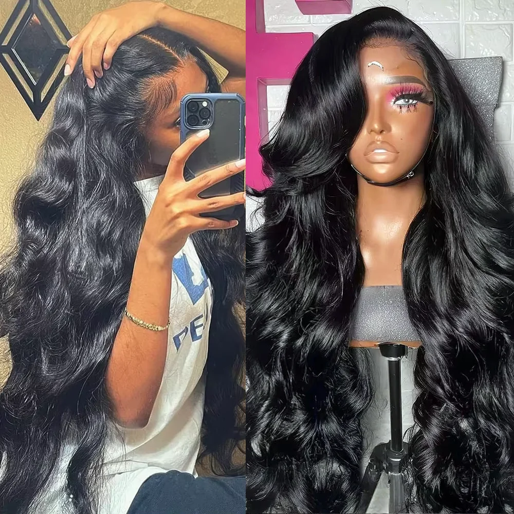 

13x6 Hd Парики фронта шнурка Человеческие волосы 200 Плотность Объемная волна Парик фронта шнурка 360 Парики из человеческих волос для женщин Предварительно выщипанный черный парик