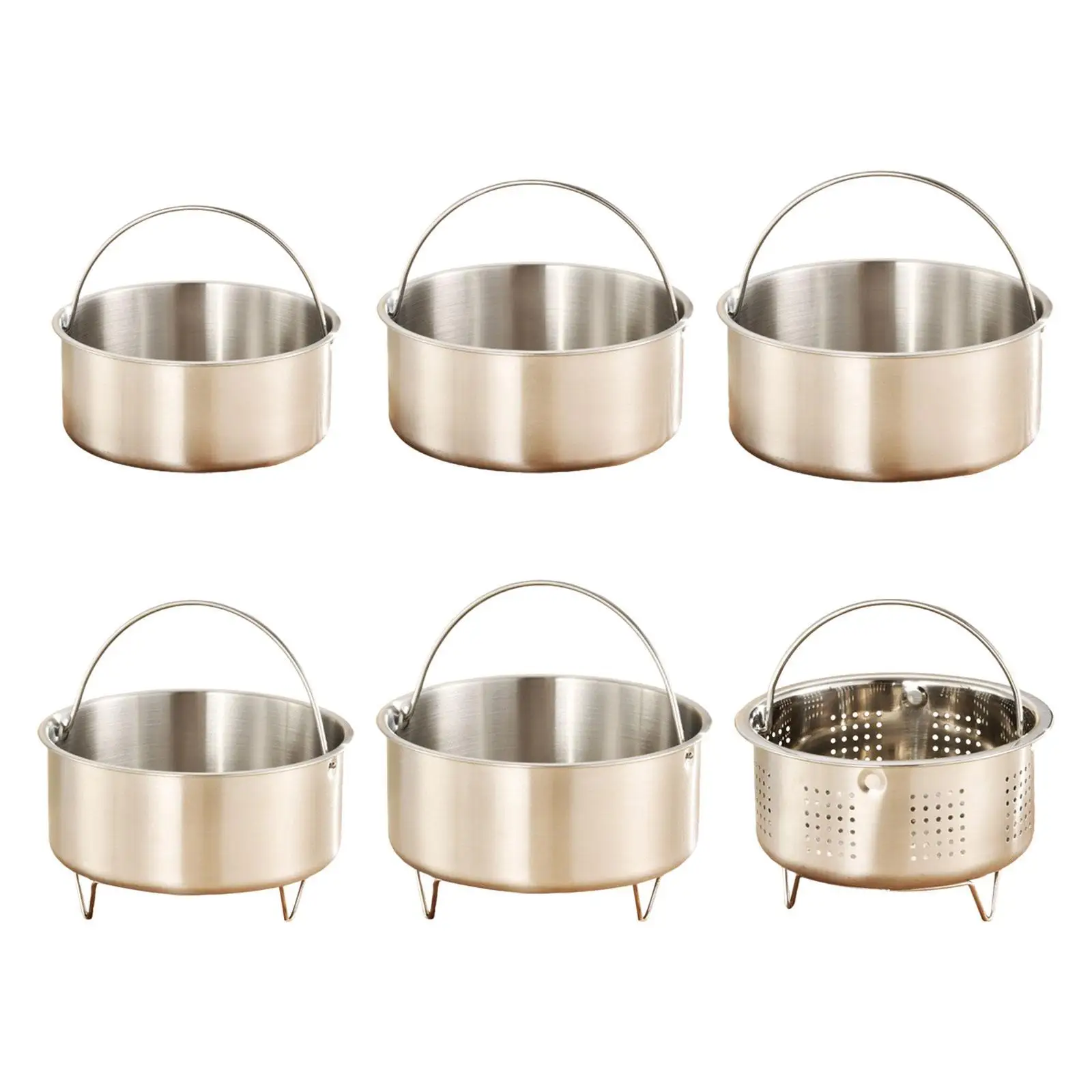 Food Steamer Basket Stainless Steel with Portable Handle for Rice Vegetables Chicken Pasta in Cookware