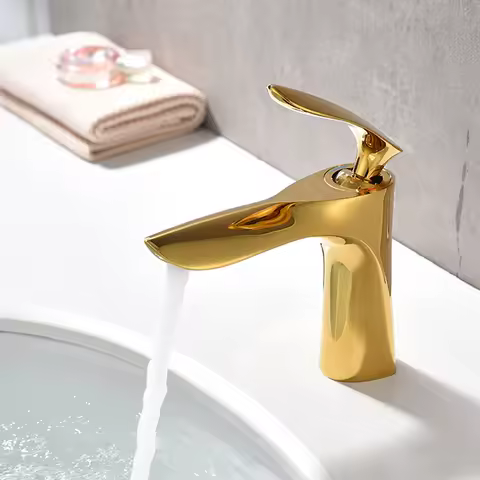 Bathroom Basin Faucet Gold Chrome Brass Single Handle Basin Mixer Tap Deck Mounted Hot &amp; Cold Sink Faucets