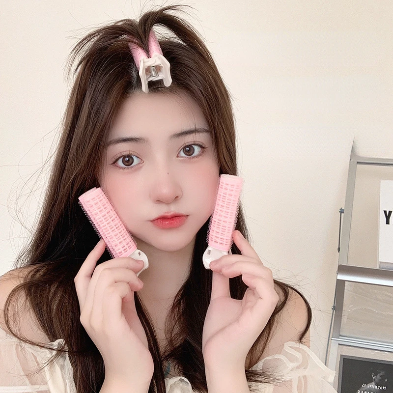 2Pcs Bangs Hair Root Fluffy Hair Clips Lazy Hair Top Styling Curling Barrel Portable Korean Hair Clips Hair Rollers