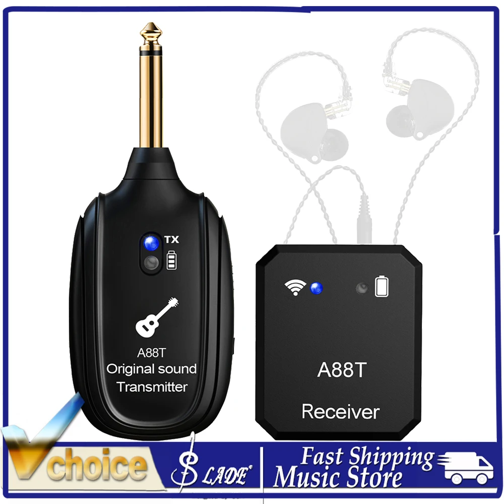  A88T Wireless Earphone Monitor 2.4G Transmitter Receiver Rechargeable Wireless System for Studio Band Rehearsal Live Perform