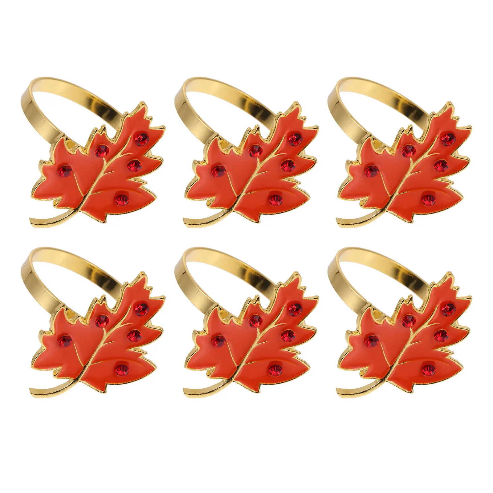 6Pcs Napkin Rings Maple Leaf Design Halloween Napkin Buckle Decorative Table Rings for Party Wedding Dinner Use