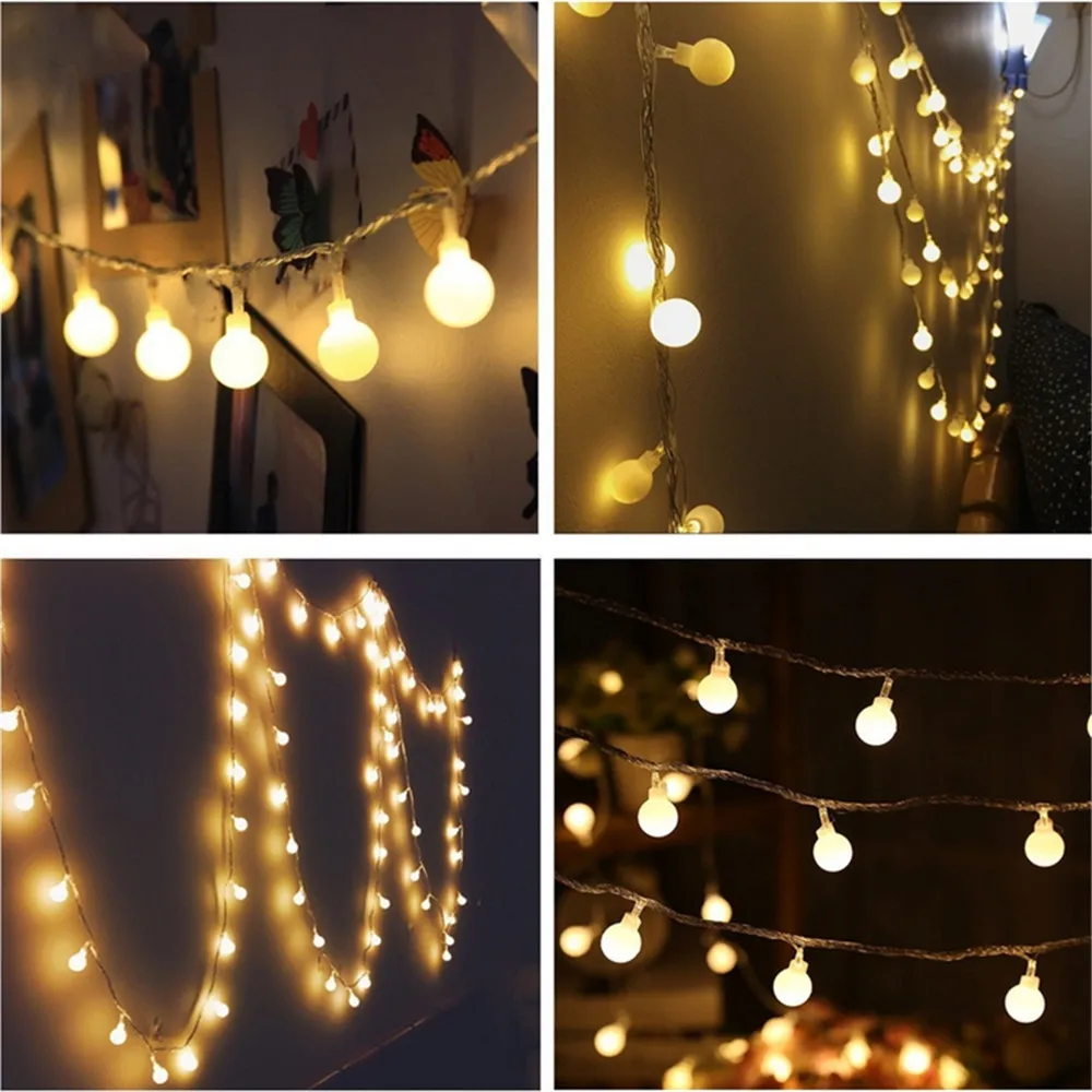 1.5M 3M 6M 10M LED Cherry Ball Garland String Lights Flash Indoor Holiday Lamp 10/20/40 LED Fairy Lights USB Operated