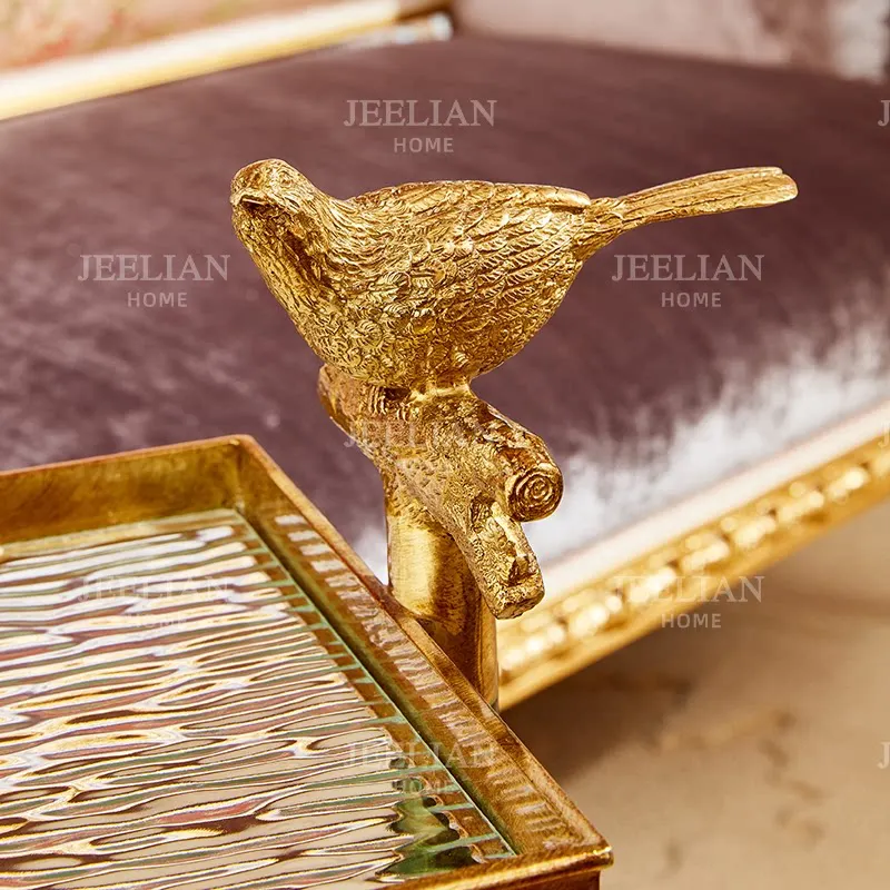 CX European Italian light luxury all copper art corner table living room sofa leisure golden small coffee table