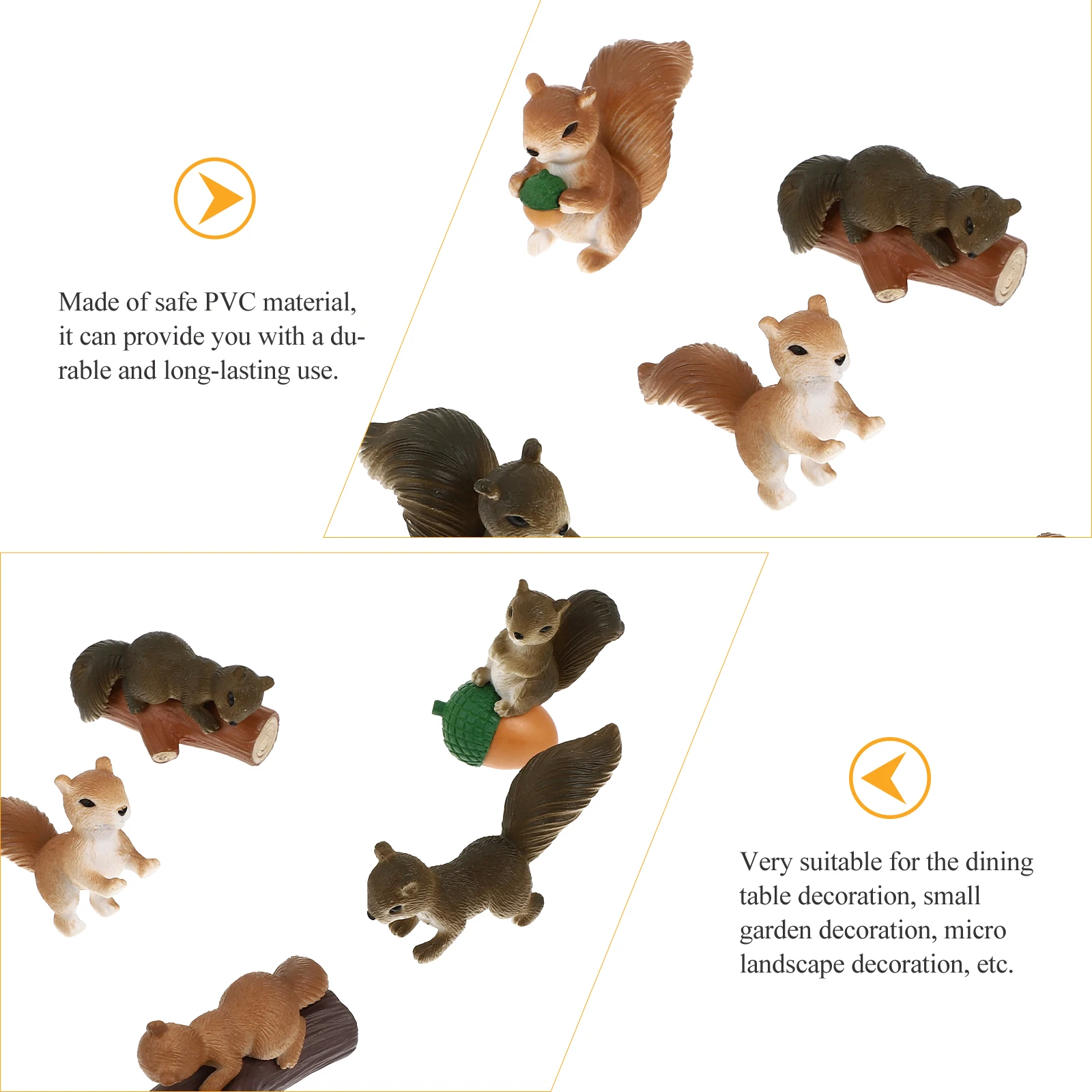 

8pcs Mini Squirrel Figurines Tiny Animal Statues PVC Crafts for Moss L Decor Micro Garden Table ornaments