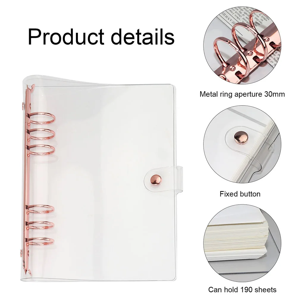 

Clear PVC A5 Binder Cover Protective Case for Discbound Loose-leaf Notebook Transparent Travel Portable Scrapbook