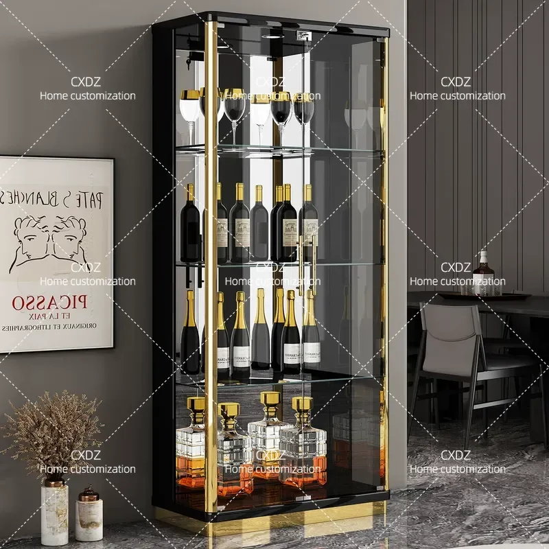 Modern Light Luxury Wall Facing Wine Cabinet Glass Display Storage Sideboard for Home Restaurant Sub Storage Furniture