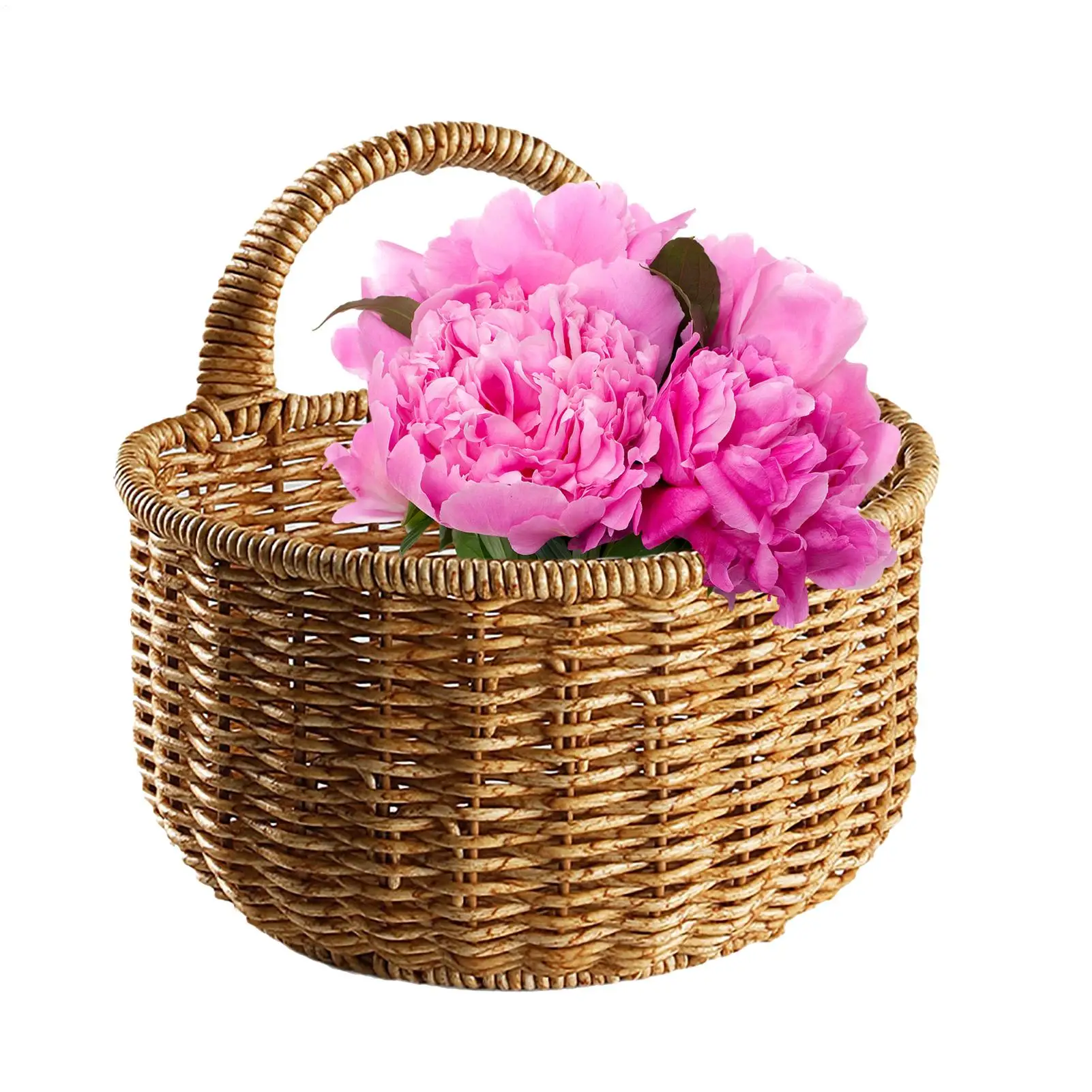Door Flower Basket Multifunctional Handmade Storage Organizer Wall Basket With Handle For Outdoor Garden Kitchen Room Mail Plant