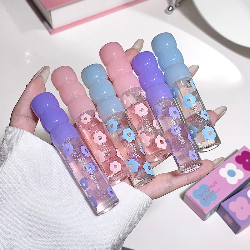 ミラー効果のある透明なオイル,保湿,ひび割れ防止,光沢のある細かいリップグロス,保湿ガラス