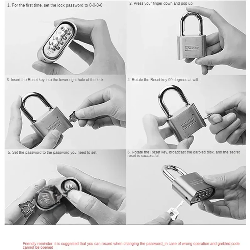 Imagem -05 - Combinação Password Lock Número de Dígitos Adequado para Interior e Exterior Porta Cerca Cadeado Resistente Code Locks