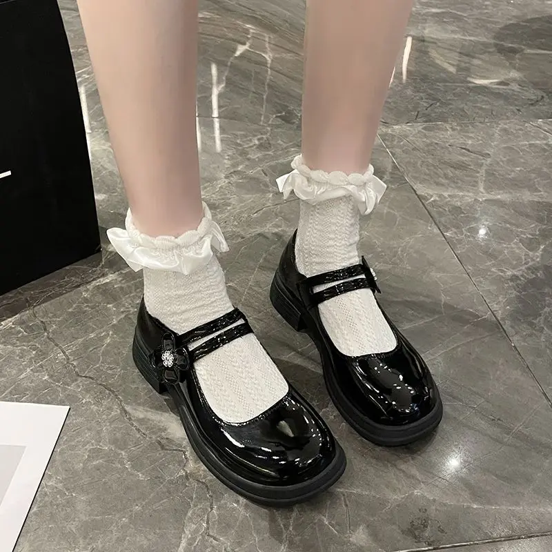 Zapatos de tacón medio para mujer, zapatos Mary Jane, mocasines con punta redonda, primavera, alta calidad, 39 vestido elegante, moda sin cordones