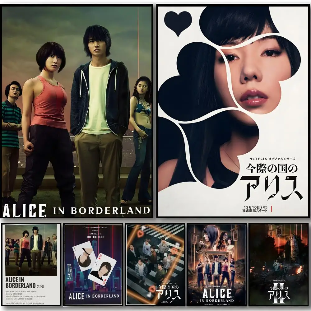 Thriller Shows A-Alice In Borderland Poster Self-adhesive Art Waterproof Sticker Coffee House Dorm Room Wall Decor