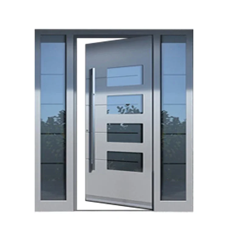 For Modern American Luxury Black House Exterior Security Stainless Steel Front Entry Doors With Smart Lock