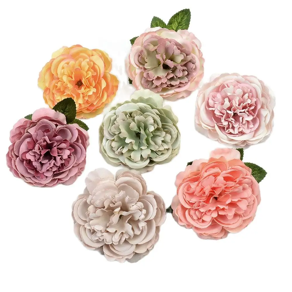 2PCs Peony Artificial Flowers 8cm Large Fake Flowers Head For Wedding Home Decoration Real Touch DIY Garland Wreath Accessories