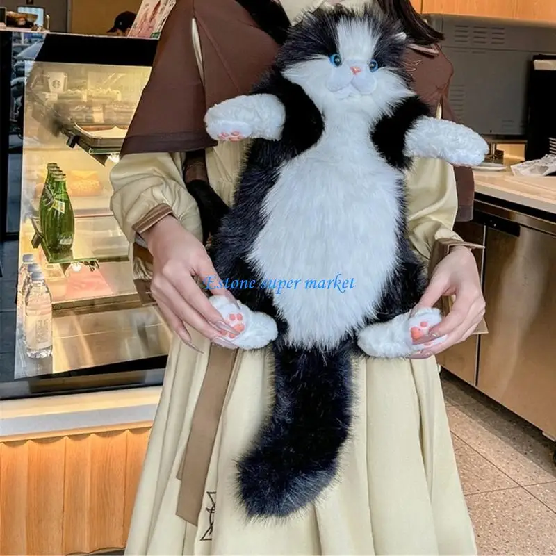 090B Functional Cats Plush Backpack for Kids Adults Daily Activities Companion