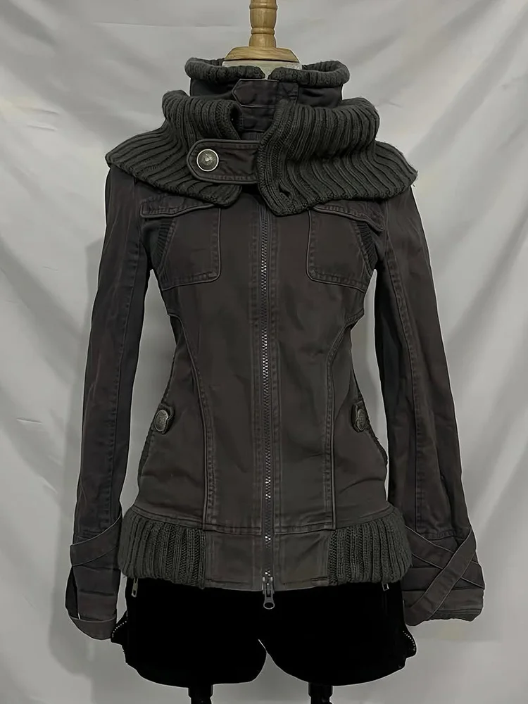 Retro Military Green Jacket Original Fashion Design Slimming High-End Feelings Tangerine Soda Short Outerwear for Women