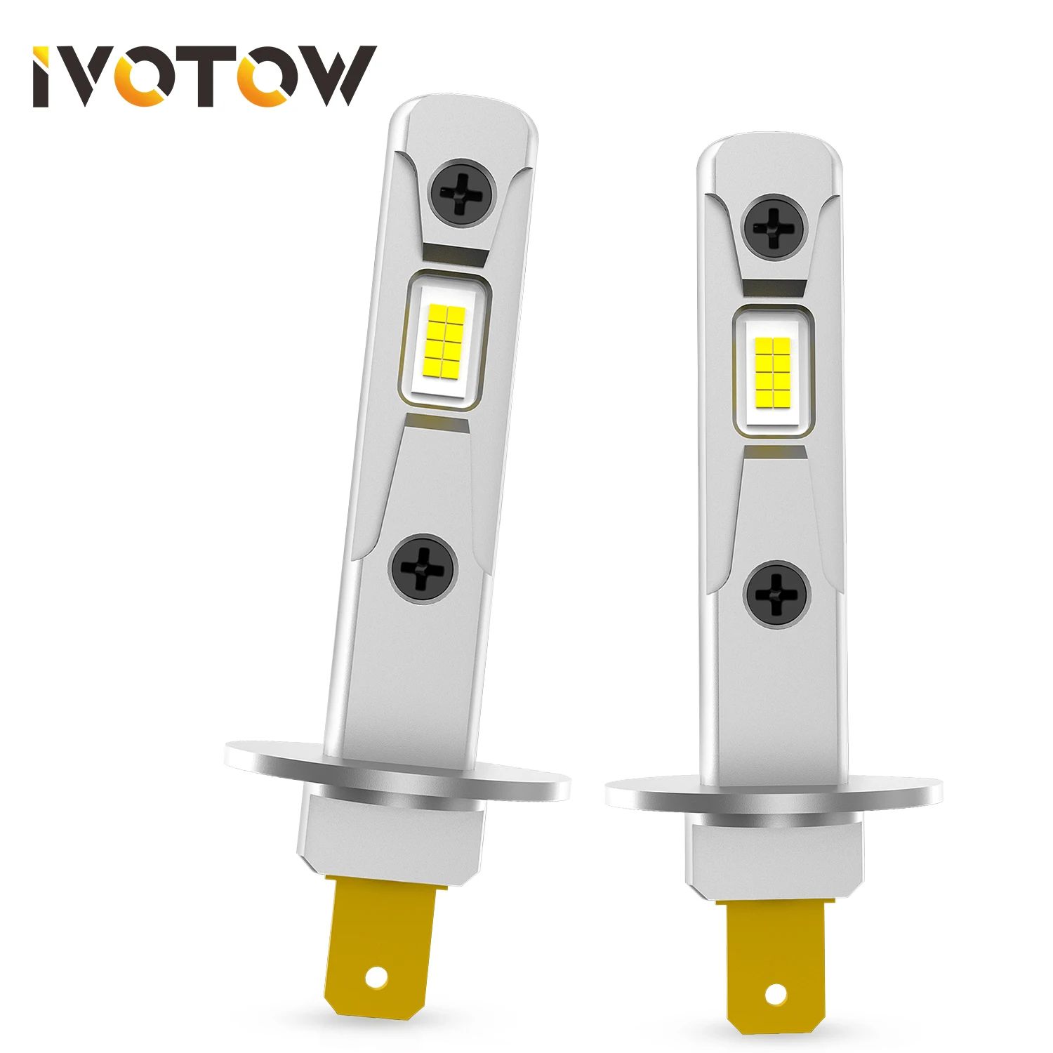 

IVOTOW 2Pcs Error Free H1 LED Bulb 1:1 Mini Size No Adapter Required For Car LED Head Light 6500K White 16 Pcs CSP 7035 Chips F