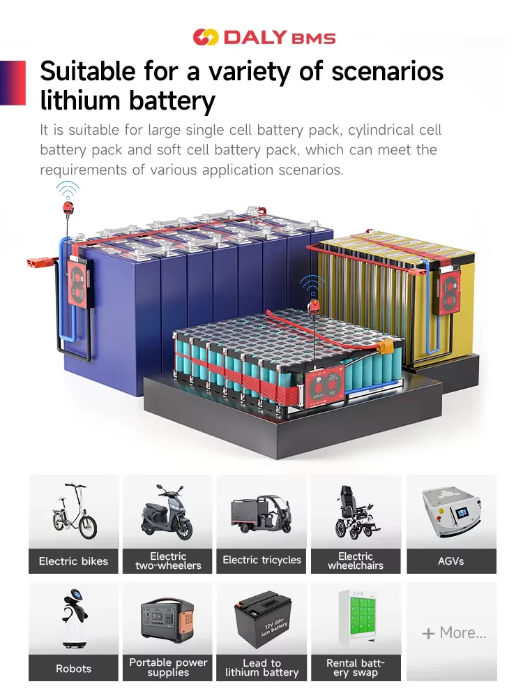 Daly Smart Lifepo4 BMS BT UART RS485 CAN 4S 8S 12V 24V Li-ion 3S 7S 10S 36V 40A 60A for lithium 18650 Battery