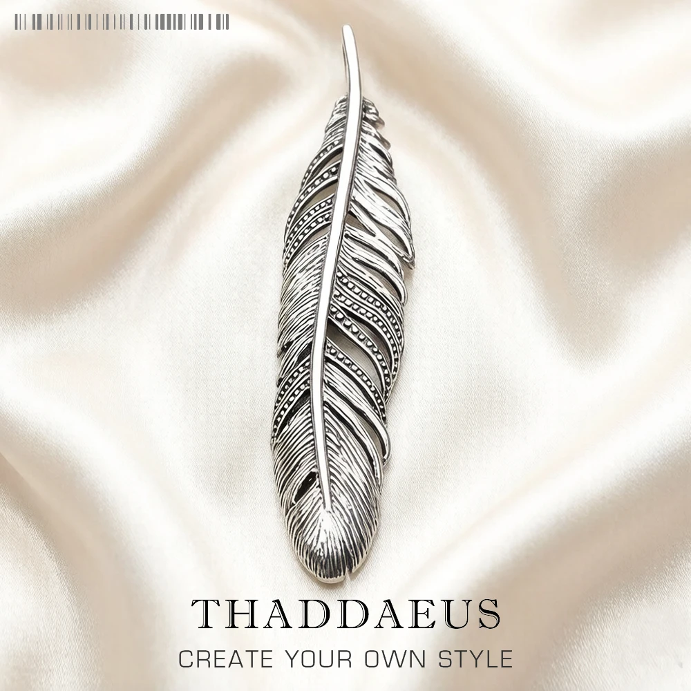 Black Feather Pendant Necklace - 925 Sterling Silver