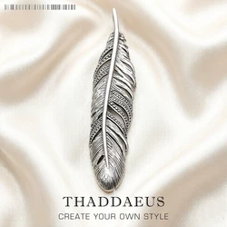 Pendant Black Feather Fashion Jewelry Europe Vintage Accessories 925 Sterling Silver Gift For Woman & Men