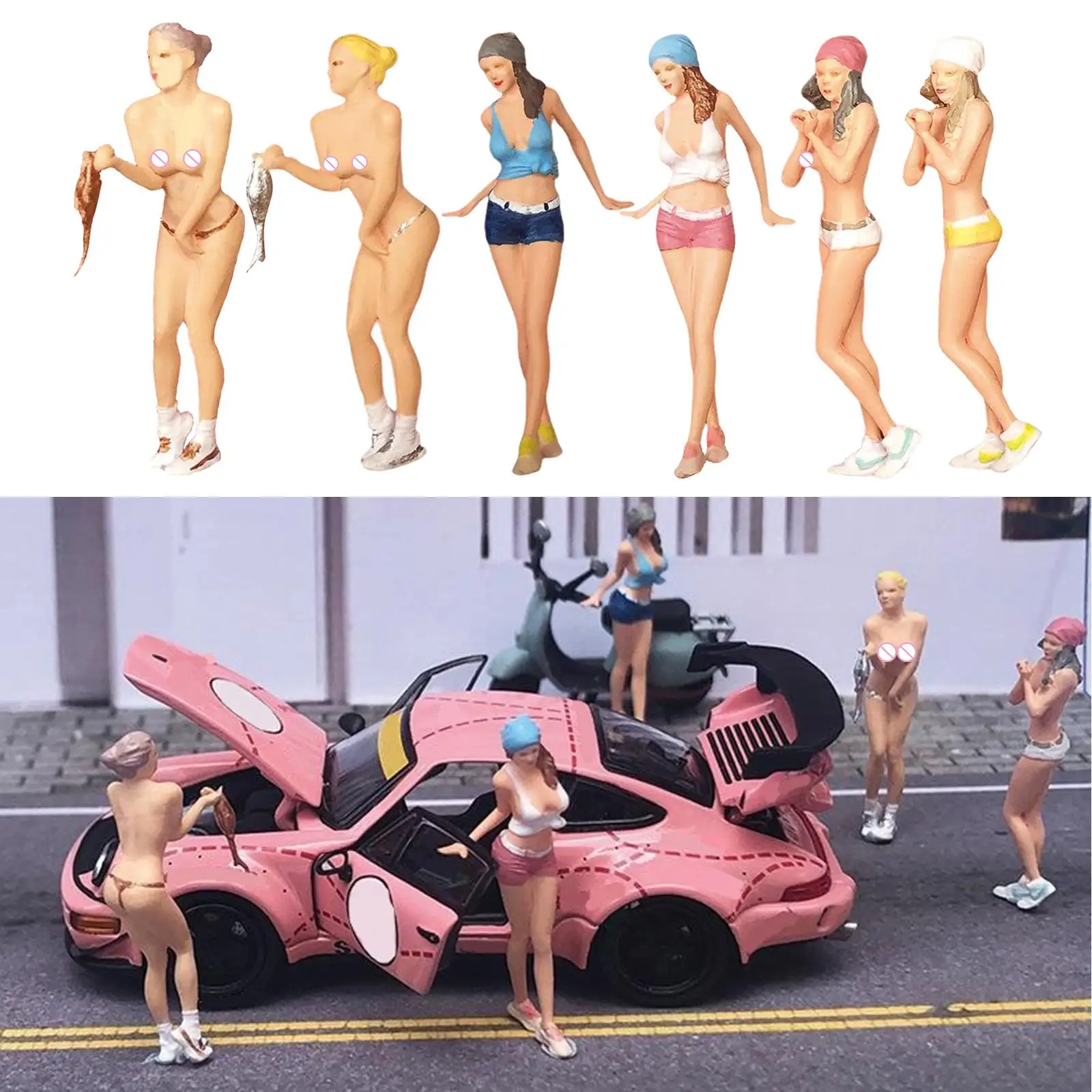 Gorące dziewczyny ludzie figurki ręcznie malowane kobiece figurki ludzi Model z żywicy ludzie zabawki zestaw S skala Model budynku