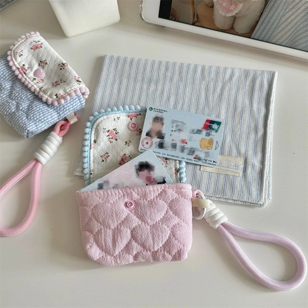 Floral Striped Cute Student Coin Purse Korean Fashion Wallet for Girls Portable Small Storage Bag