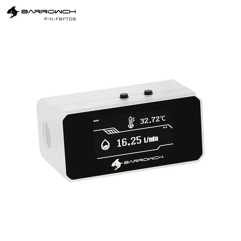 BARROWCH FBFT08, водяной термометр с цифровым дисплеем OLED, регулируемый интеллектуальный мониторинг сигнализации, расходомер жидкости на заказ