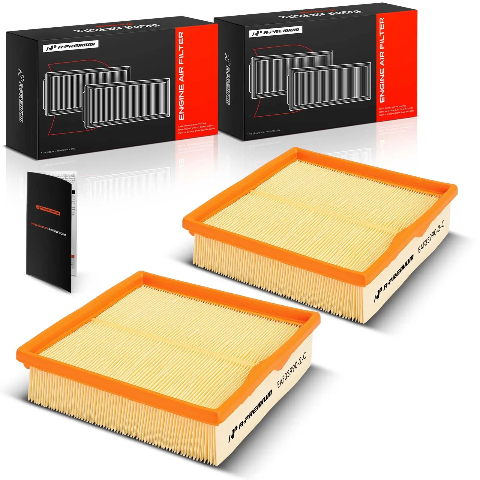 A-Premium 2pcs Engine Air Filter for Audi 100 200 1989-1991 4000 1982-1983 5000 1978-1988 Volvo 244 245 1982 264 1980-1981 265