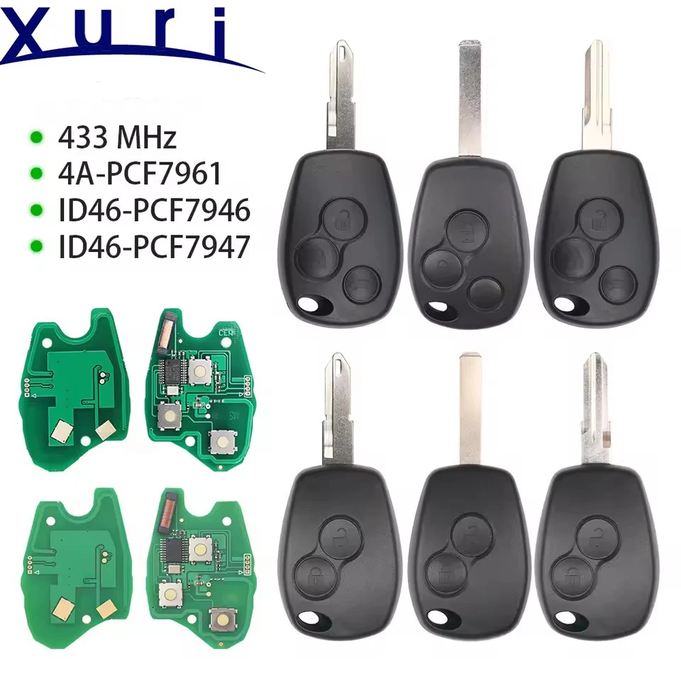 

Дистанционный автомобильный ключ Xuri PCF7946 7947 4A чип 434 МГц для Renault Trafic Vivaro Primastar Movano Dacia 2/3BT сменный брелок управления