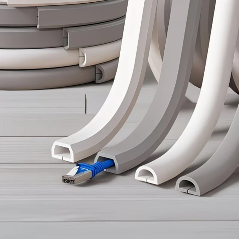 Flexible PVC Self-Adhesive Cable Trunking Cord Cover Strip 1/3/5M Wire Organizer Duct For Home Office Computer TV Cord Hide