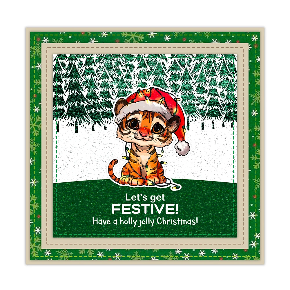 Mangocraft Cute Christmas Animals Cutting Dies Clear Stamp DIY Scrapbooking Metal Dies Silicone Stamp For Cards Album Decor